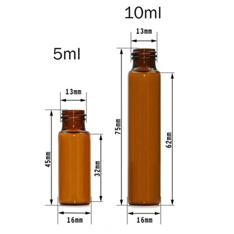 10 PCS Essential Oil Amber Glass Roll on Roller Bottles Empty LOT SET Refillable