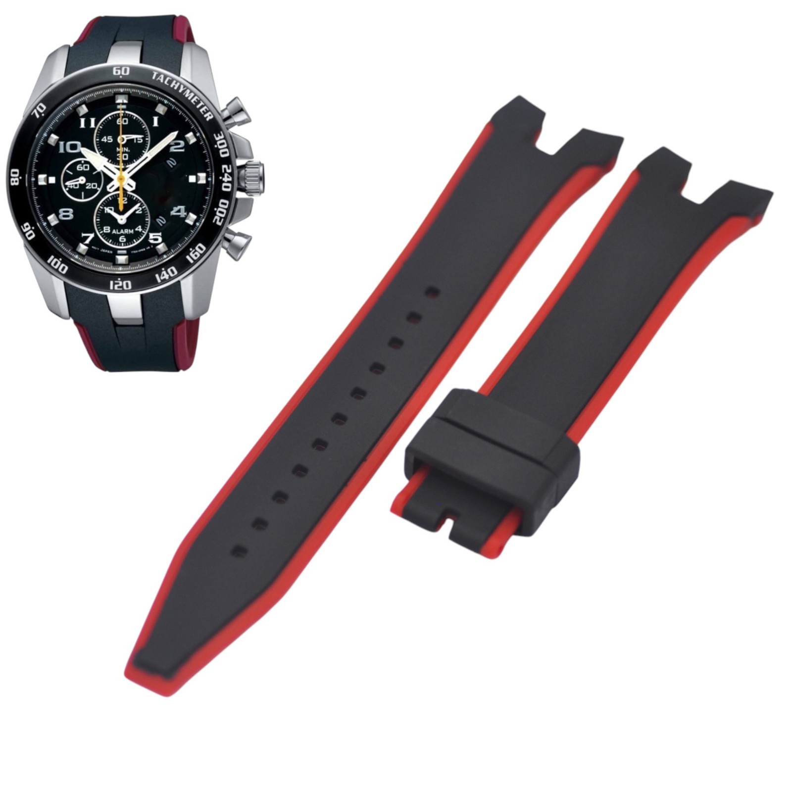 Sportura Barcelona SNAE93P1 21mm Black Rubber Strap For Seiko