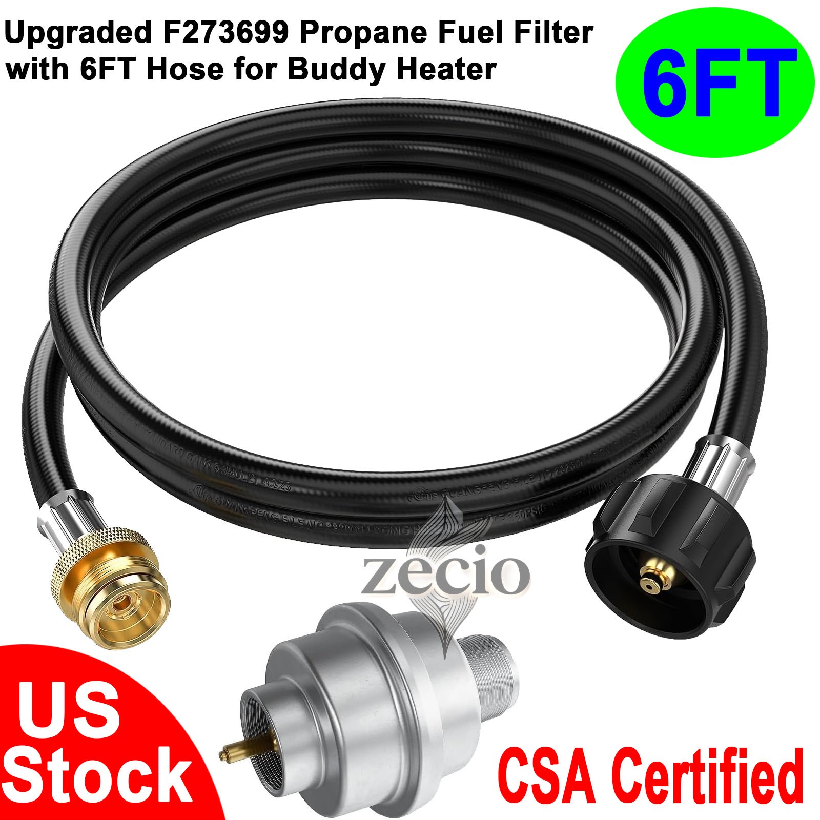 Upgraded F273699 Propane Fuel Filter with 6FT Propane Hose for Buddy Heater, CSA Upgraded F273699 Propane Fuel Filter with 6FT Propane Hose for Buddy Heater, CSA
