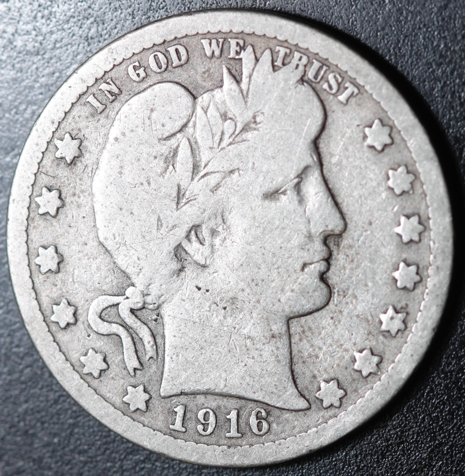 1916-P  LIBERTY HEAD BARBER QUARTER - VG VERY GOOD