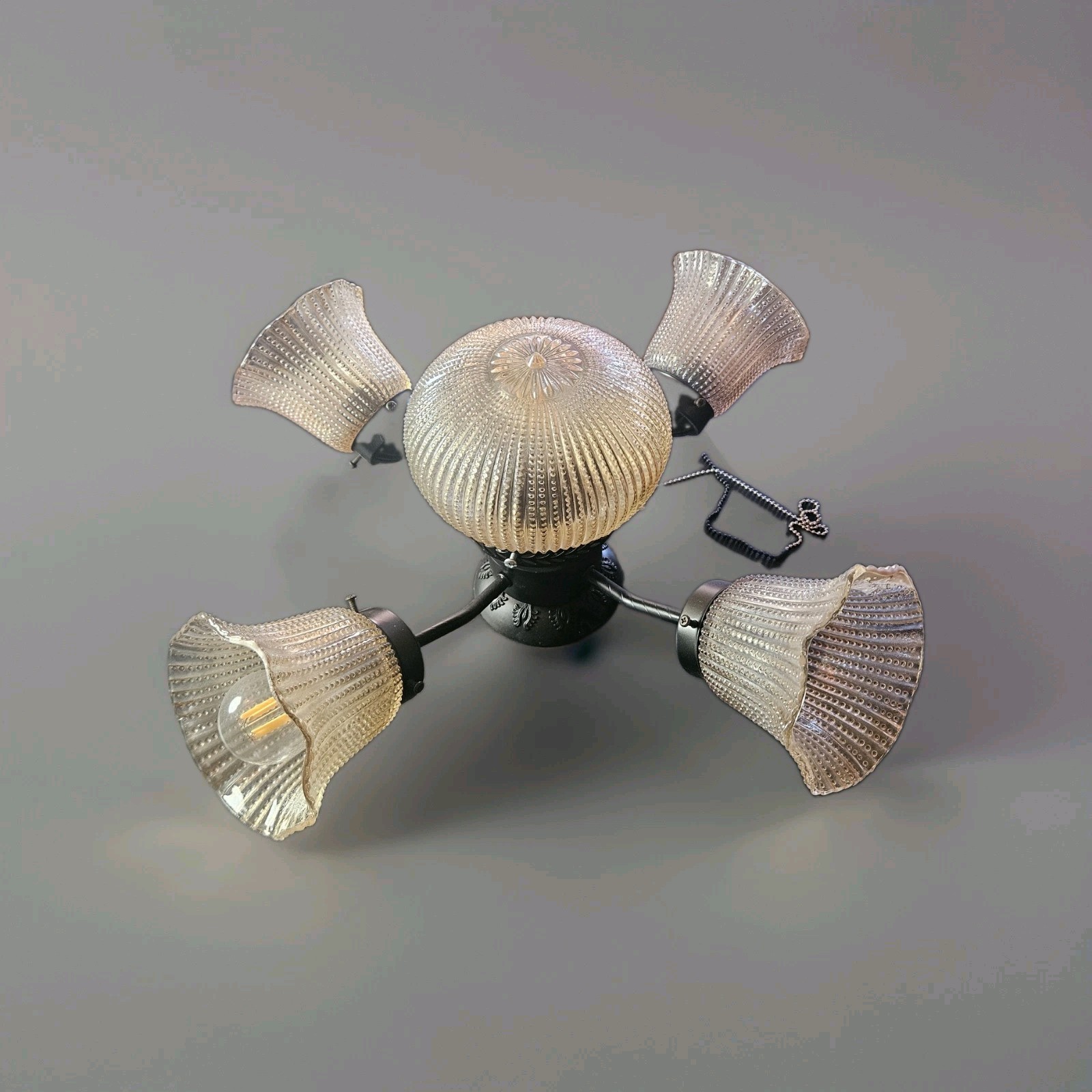 1920s  mount ceiling fixture, resembling Art Deco or Victorian Japanned designs