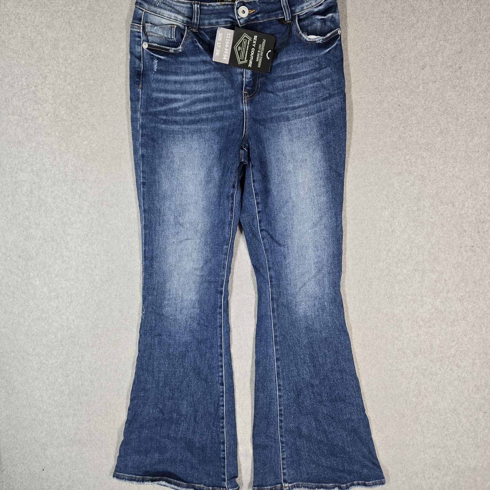 Sexy Couture Juniors Jeans 17 Blue Denim High Rise Skinny Flare Medium Wash NWT
