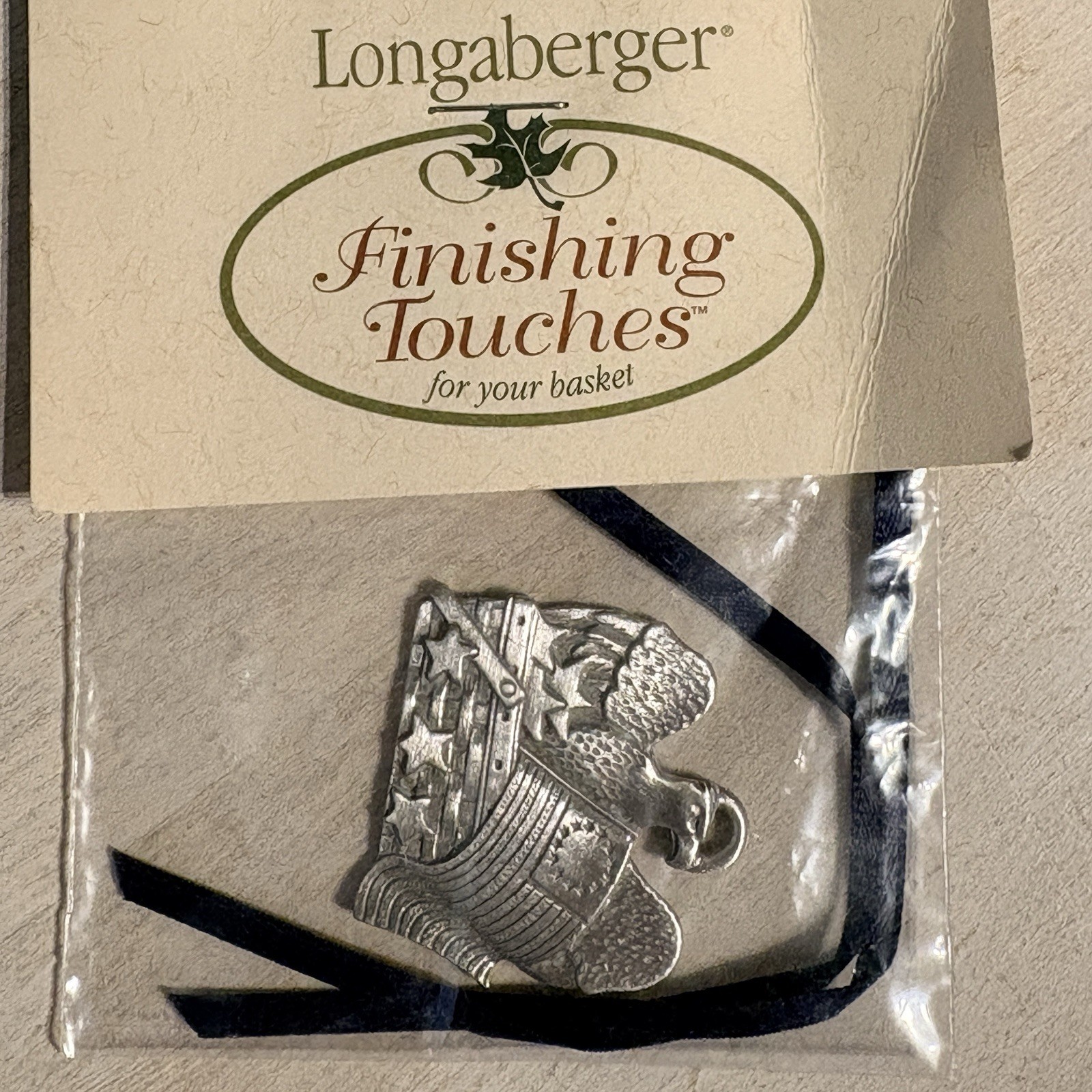 Longaberger Finishing Touches Basket Tie-On Eagle Silver Tone NEW in Package