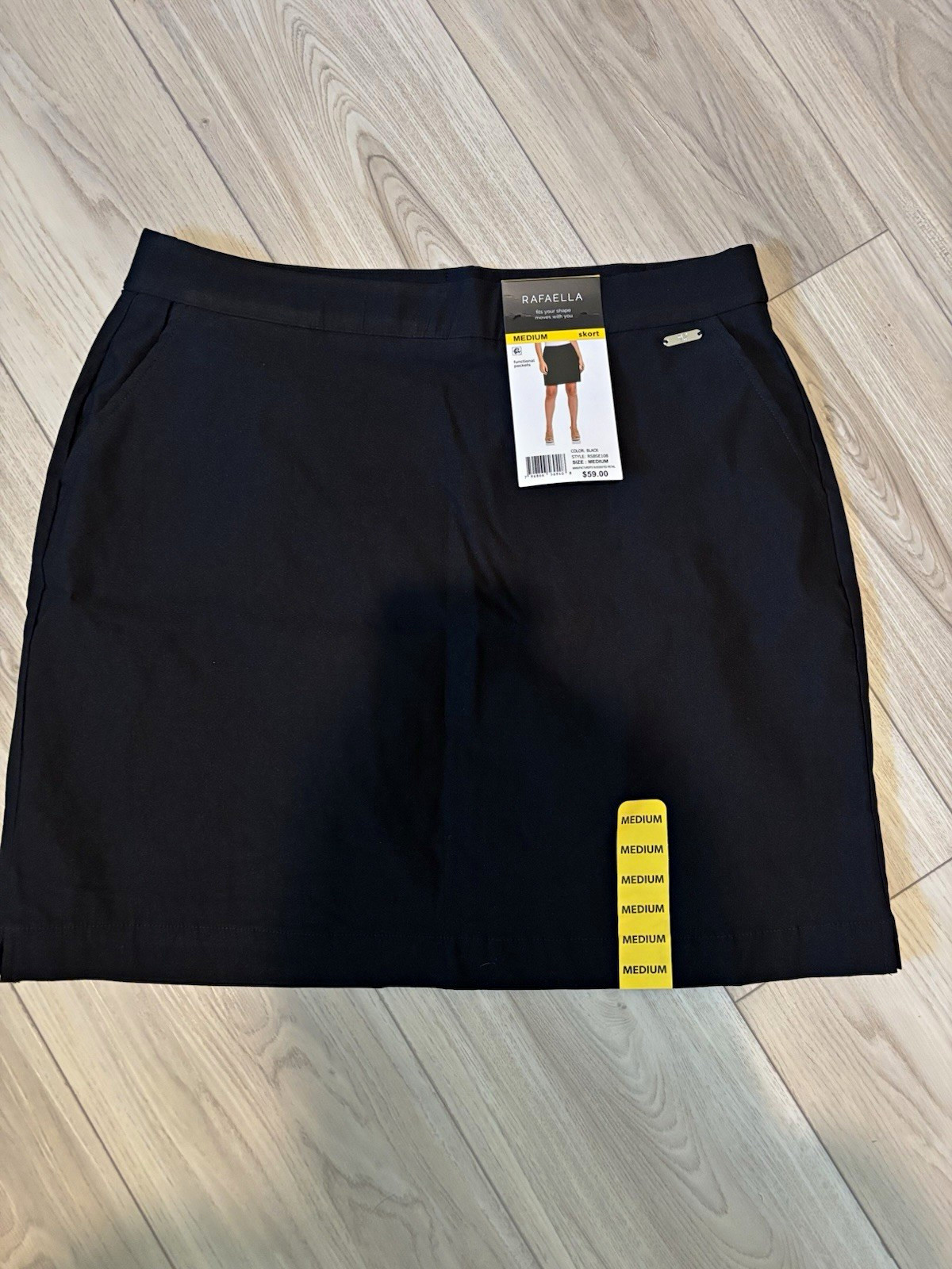 Rafaella Women’s Black Athletic Skort, Size M Regular, Knee Length, Pockets