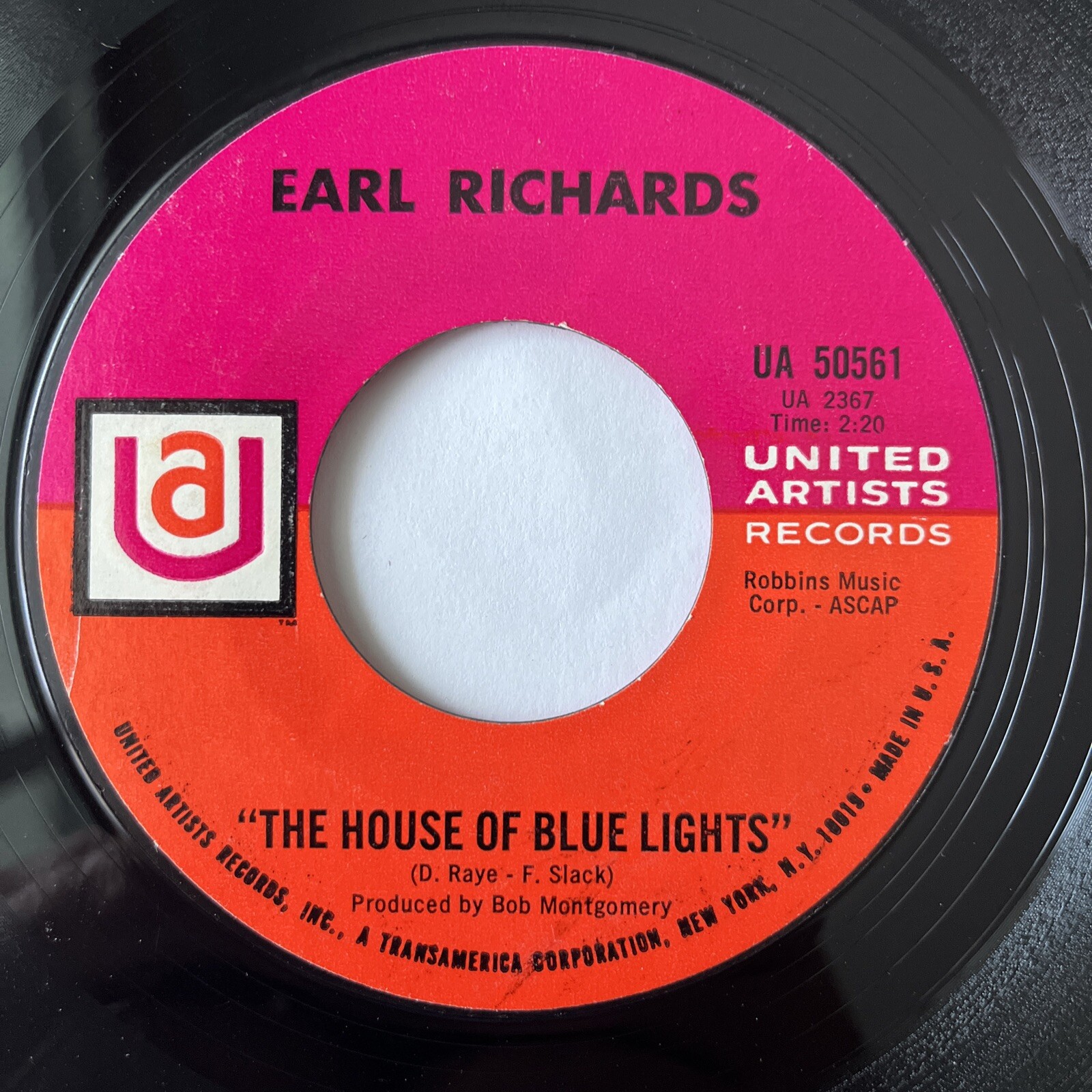 EARL RICHARDS - THE HOUSE OF BLUE LIGHTS/HARD TIMES A COMIN UA 1969 Rockabilly EARL RICHARDS - THE HOUSE OF BLUE LIGHTS/HARD TIMES A COMIN UA 1969 Rockabilly