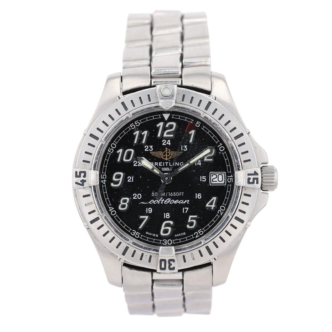 Breitling Colt Ocean 38mm Black Dial Quartz Stainless Steel Men's Wristwatch