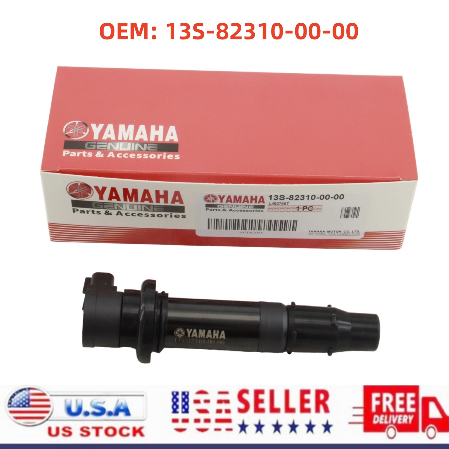 Genuine Yamaha YZF-R6 YZFR6 2008-2016 1pcs Ignition Coil 13S-82310-00-00