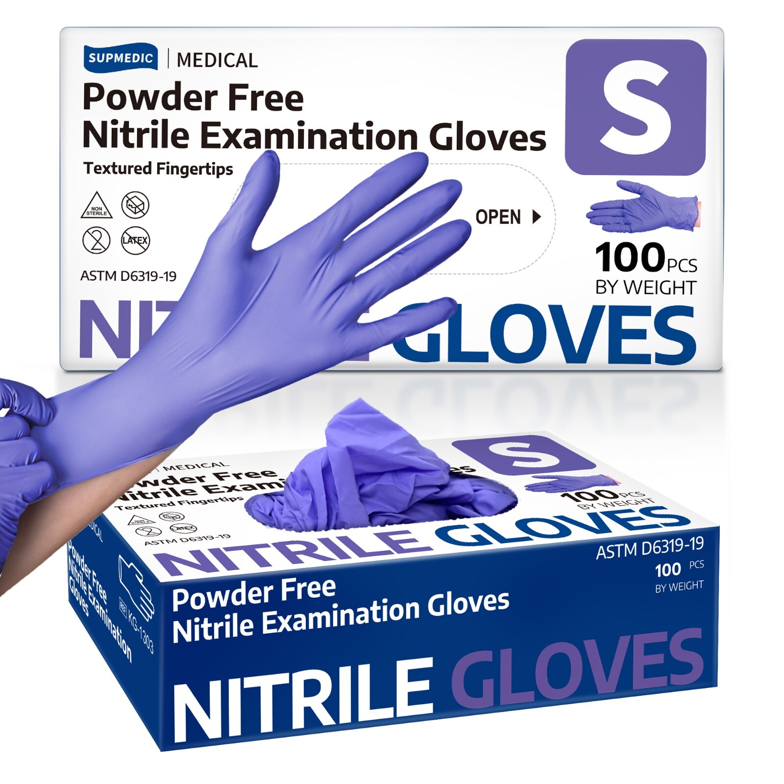 Medical Nitrile Exam Gloves 100 PCs Powder-Free Food-Safe Disposable Glove Medical Nitrile Exam Gloves 100 PCs Powder-Free Food-Safe Disposable Glove