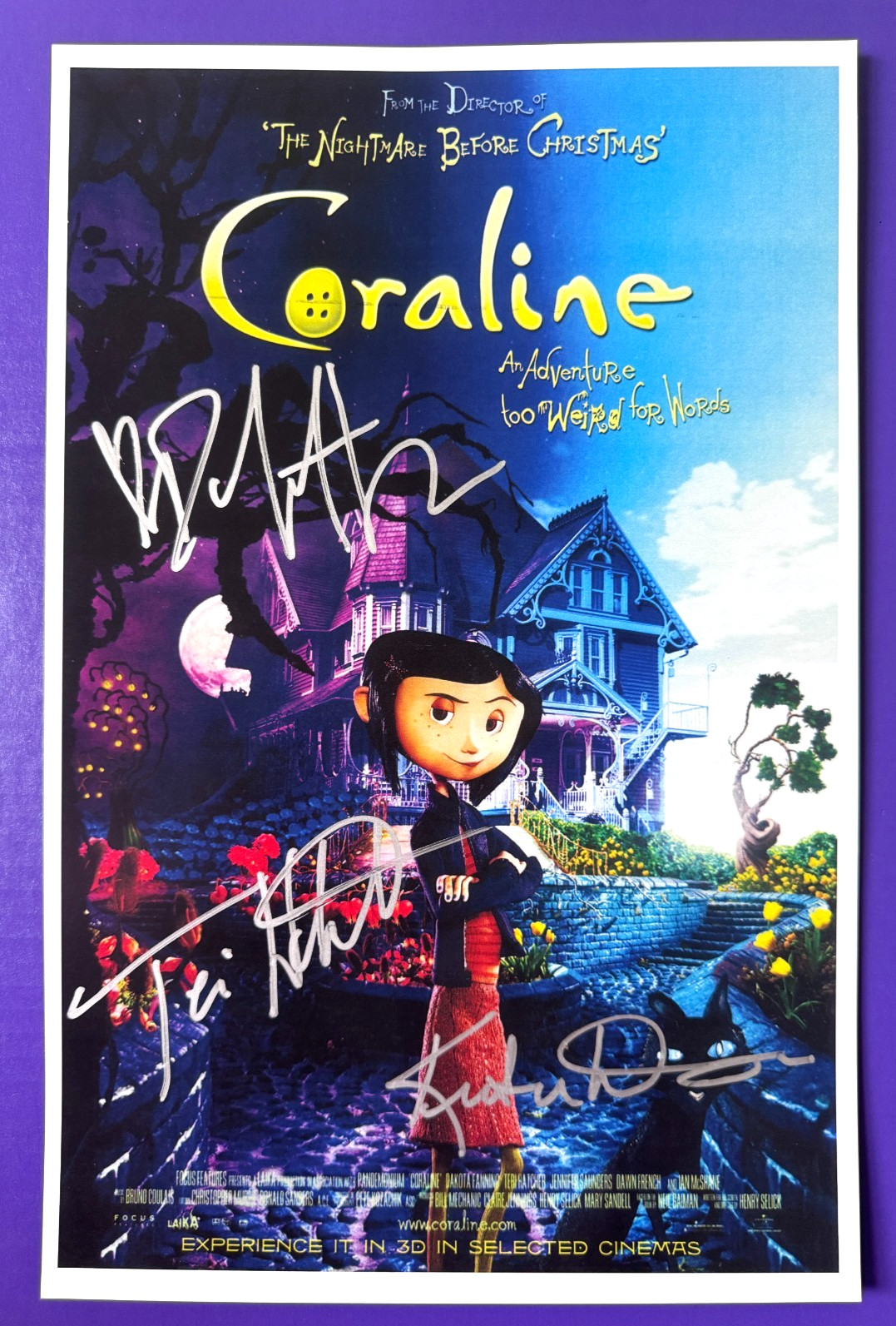 Coraline - Hand Signed by the Cast  11x17 Movie Poster with Free Delivery / Auth