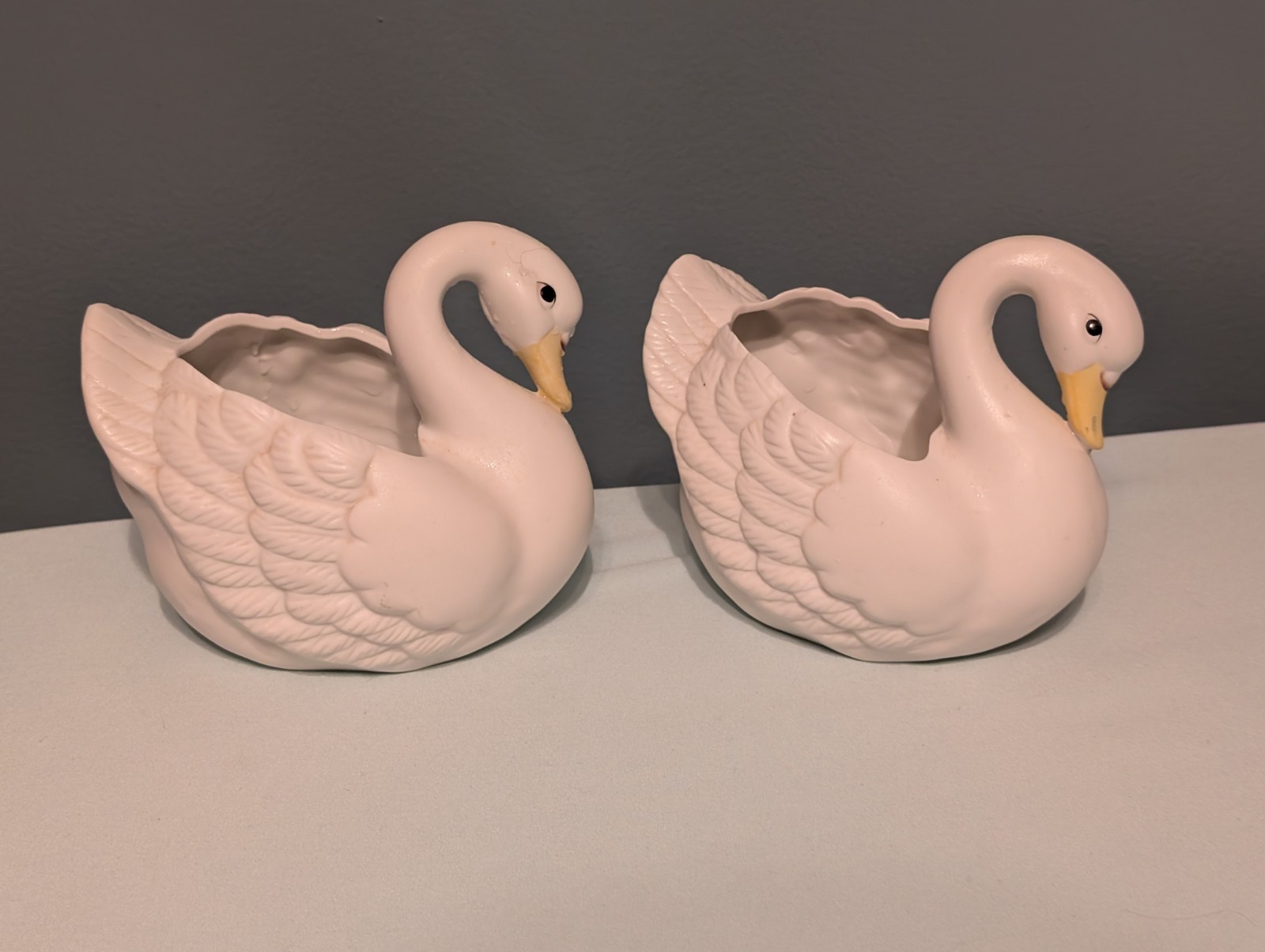 Pair of Vintage Ceramic Swan Planters Pair of Vintage Ceramic Swan Planters