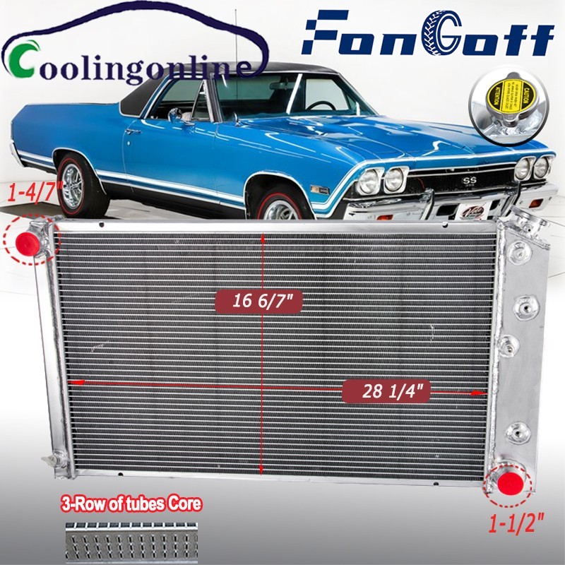 3Row Radiator Fits 1968-73 Chevy Chevelle, 68-77 El Camino, Impala C10 C20 C30