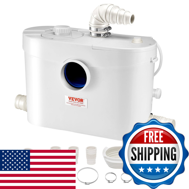 Vevor 900W Macerator Pump 48 Gpm Flow 40 Ft/12 M Head Macerator Sewerage Toilet