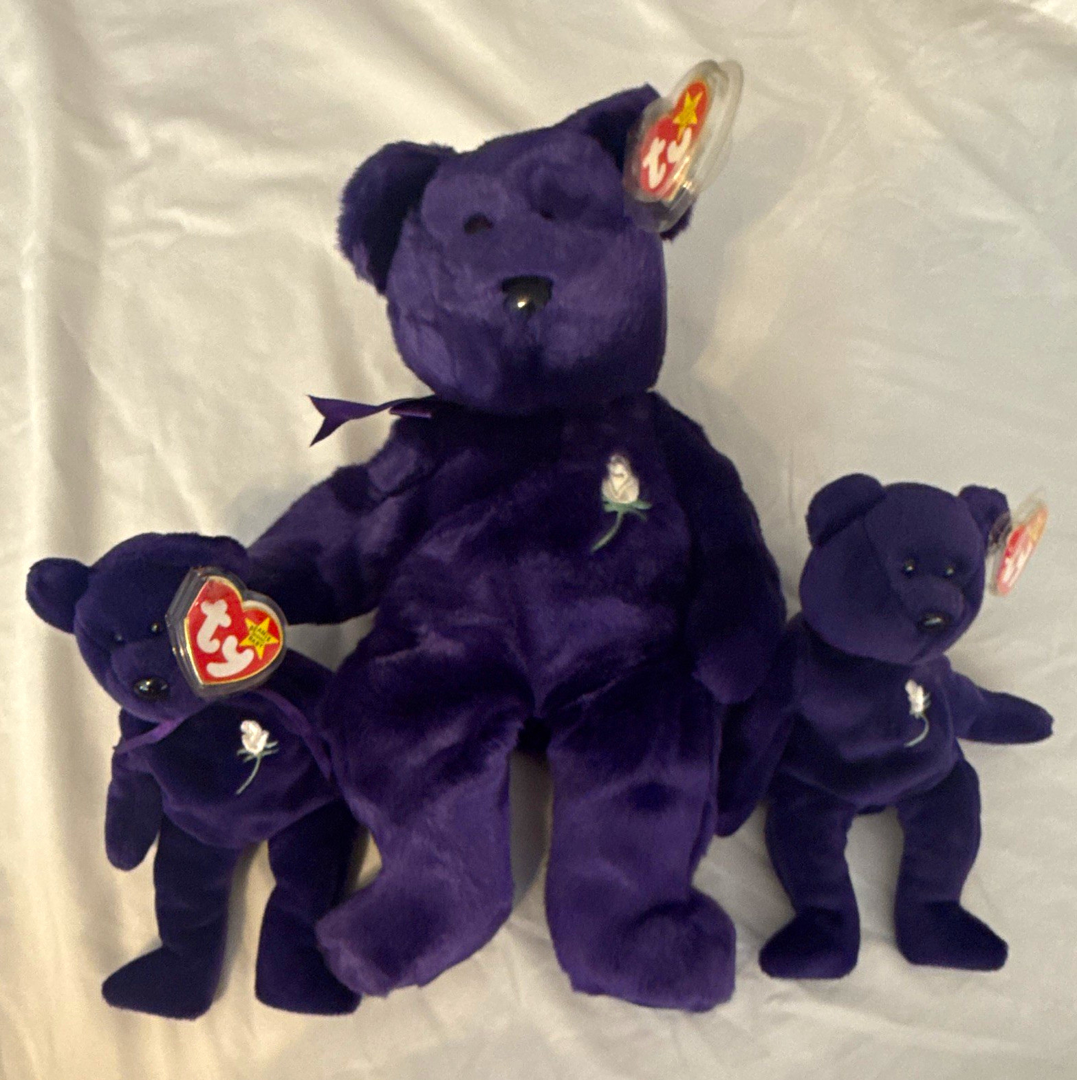 Ty Beanie Babies Princess Purple Bear Plush Lot of 3 Vintage 1997