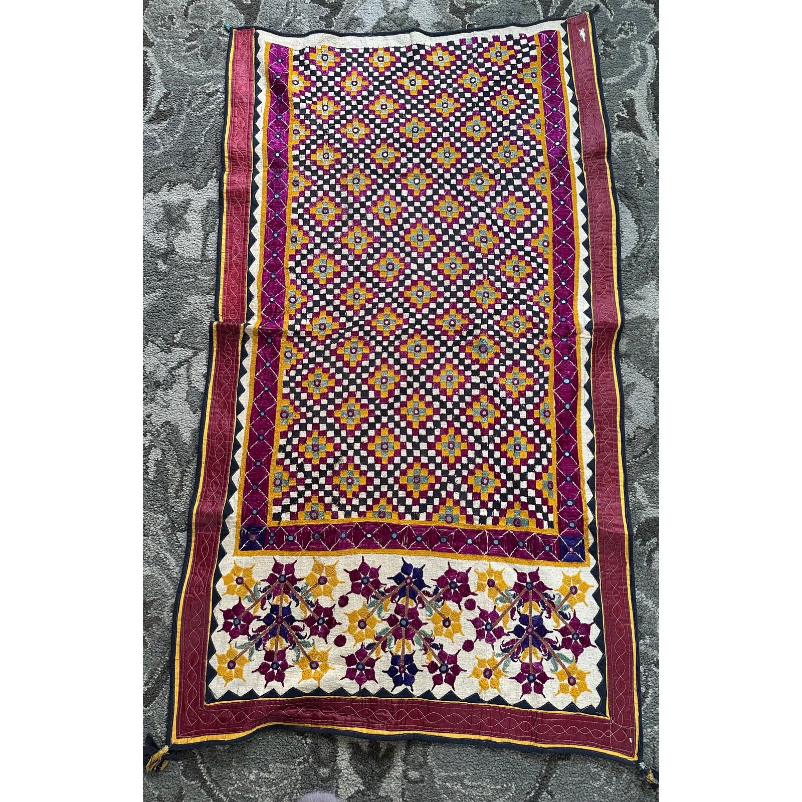 Vintage Banjara wall hanging ethnic tapestry hanging embroidery boho 35x64” Vintage Banjara wall hanging ethnic tapestry hanging embroidery boho 35x64”