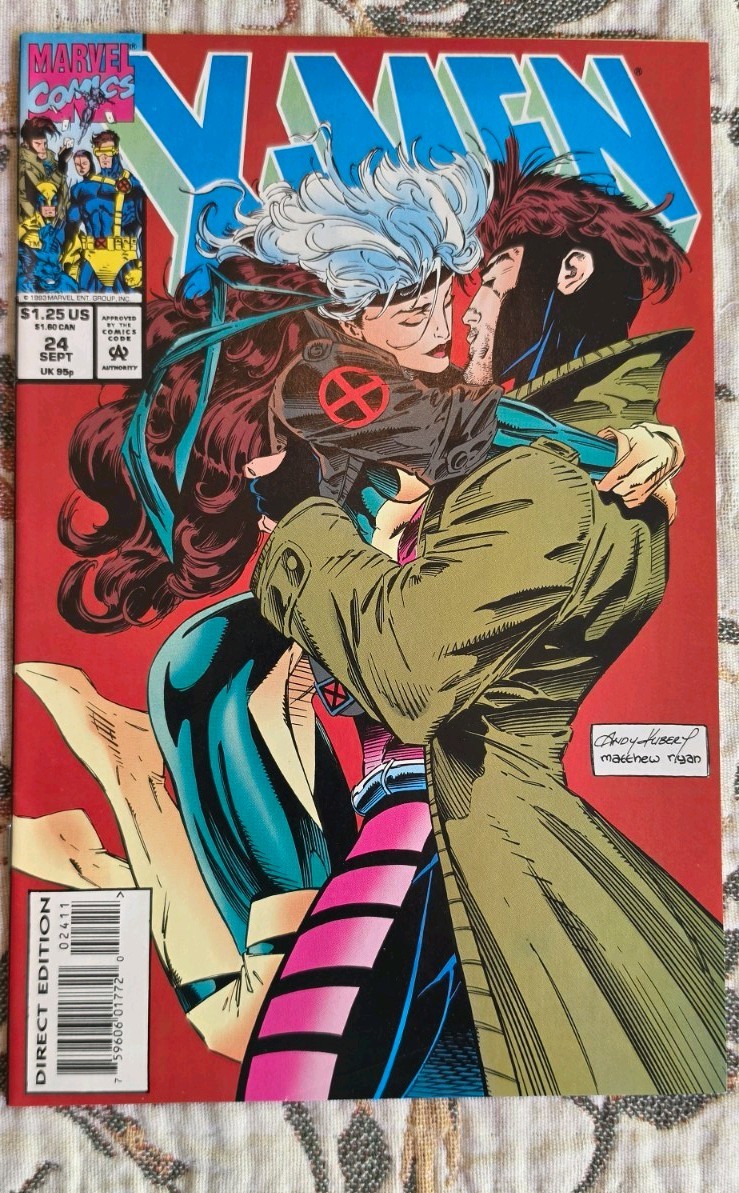X-Men #24 Rogue Gambit Kiss Marvel Comics September 1993 