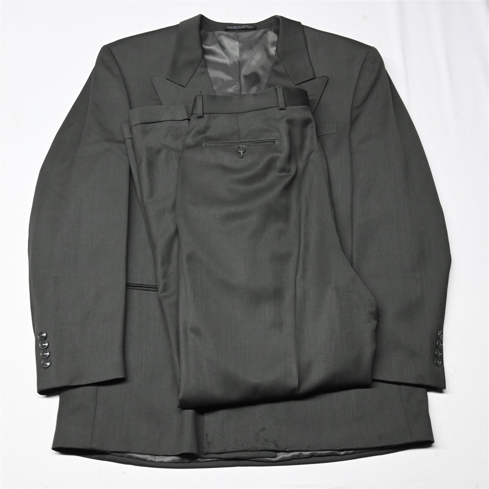 Jean-Baptiste Caumont 43L 44L 36x32 Olive Green Double Breast Jacket Pants Suit