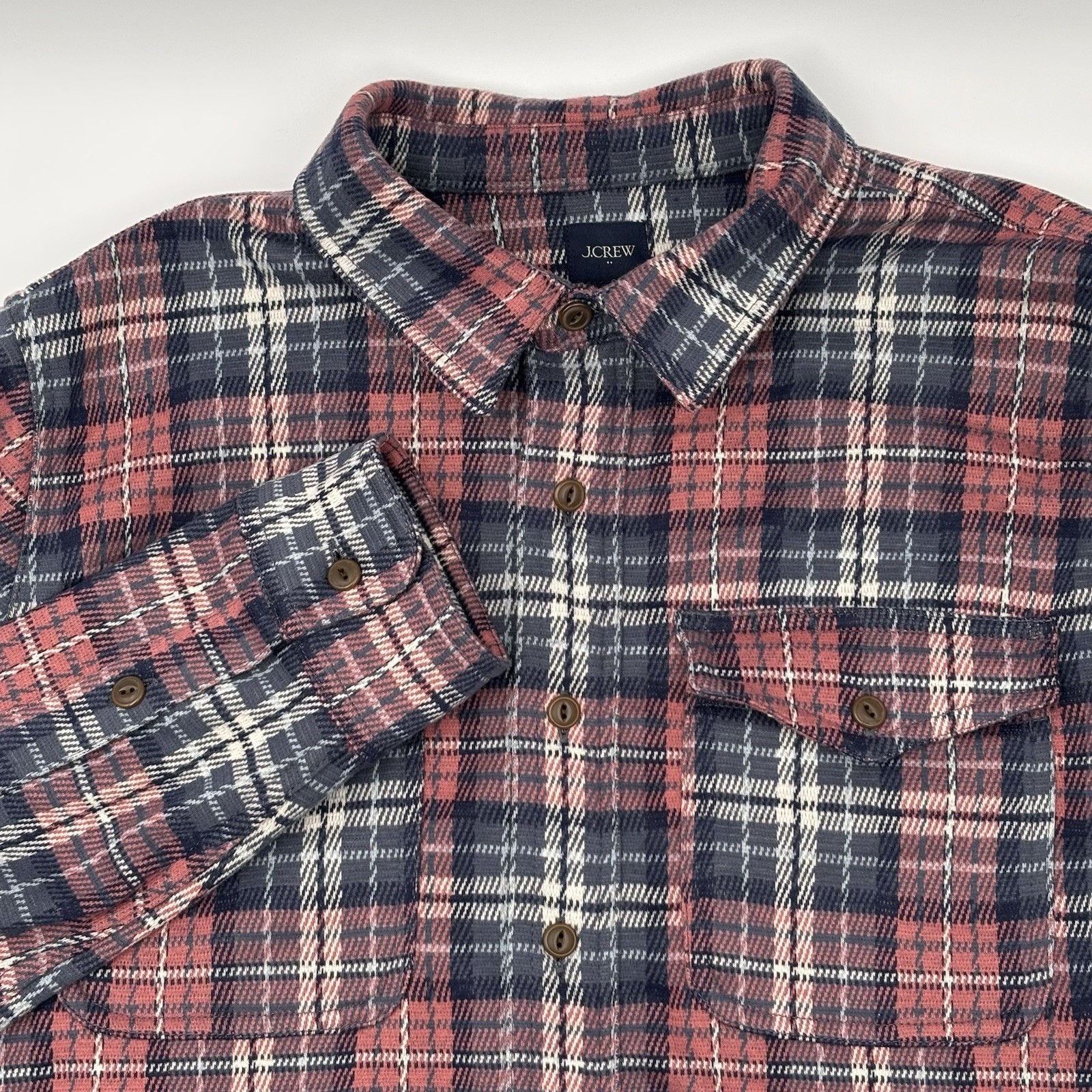 J.Crew Men\'s Double-Knit Work Shirt Jacket Plaid NWT $120 Medium CA914 Shacket