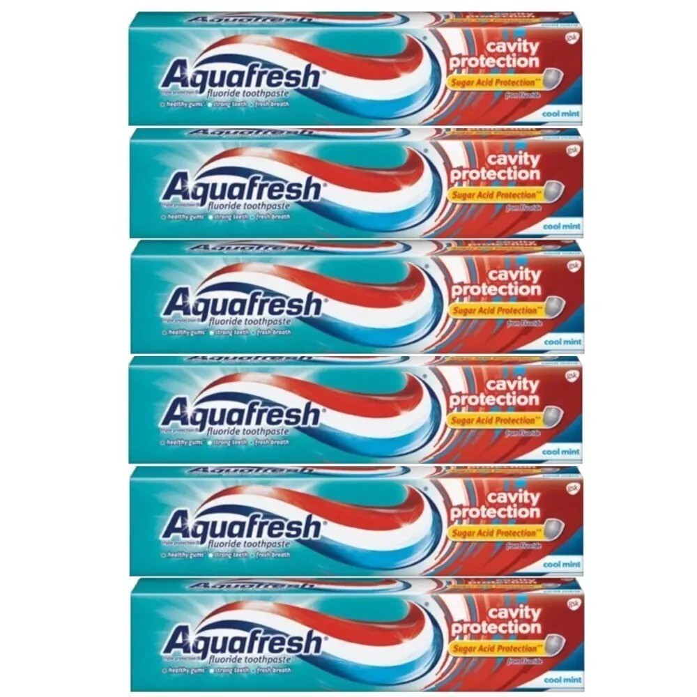 Pack Of 6 AquaFresh Cool Mint Fluoride Toothpaste Cavity Protection 5.6 Oz Each