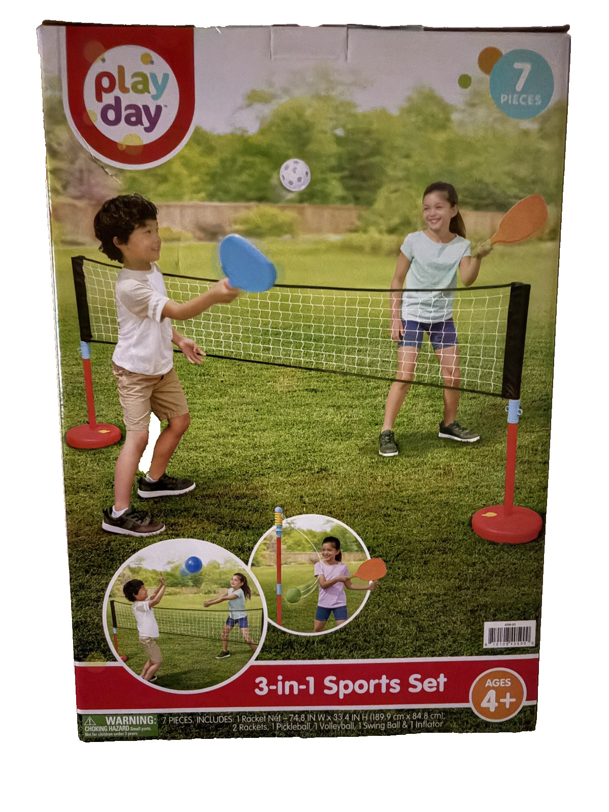 (NEW) Play Day Kids 3 In 1 Sports Set - Pickleball, Volleyball & Swing Ball 4+ (NEW) Play Day Kids 3 In 1 Sports Set - Pickleball, Volleyball & Swing Ball 4+