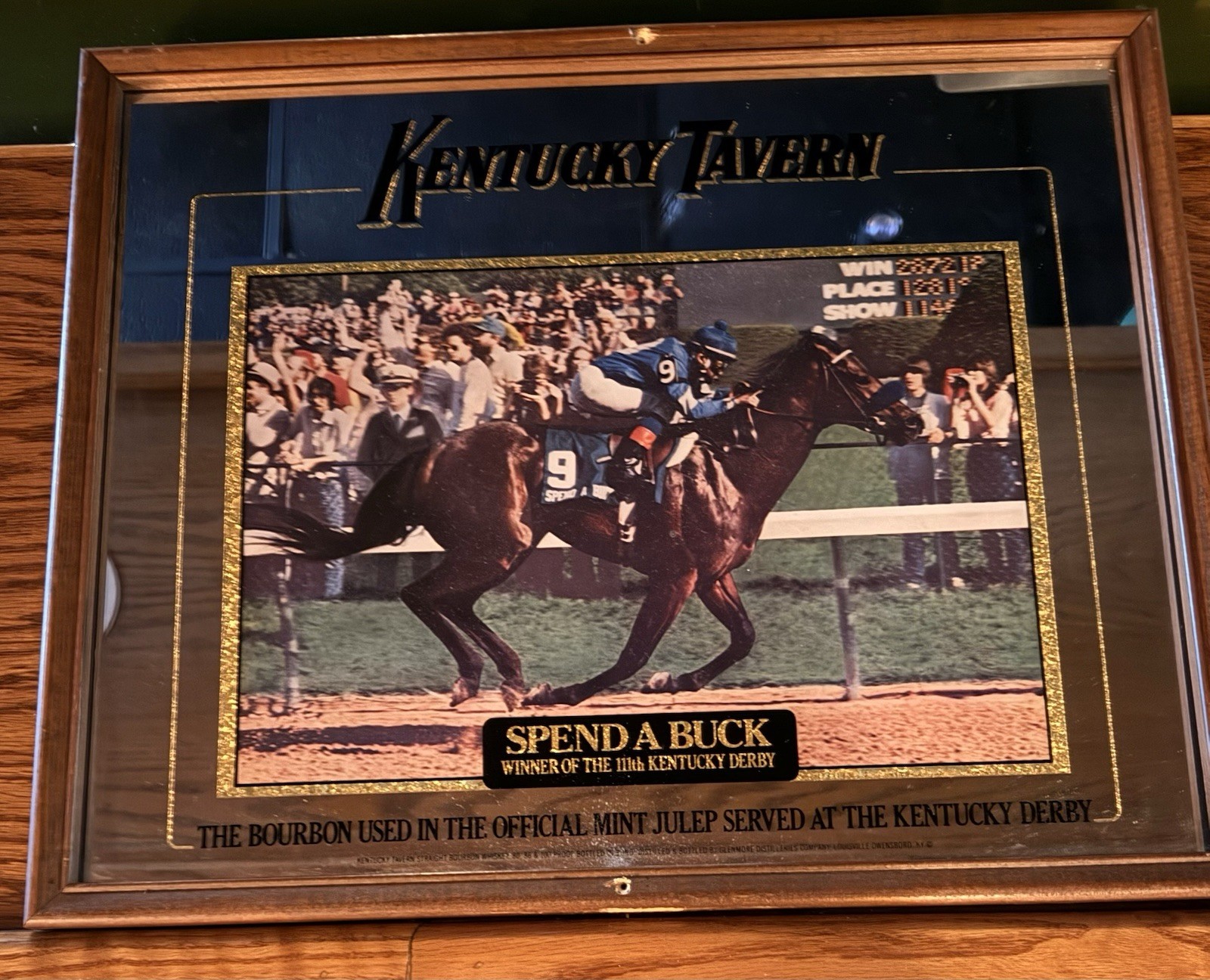 Vintage Kentucky Tavern Spend A Buck 1985 Kentucky Derby Bourbon Bar Mirror