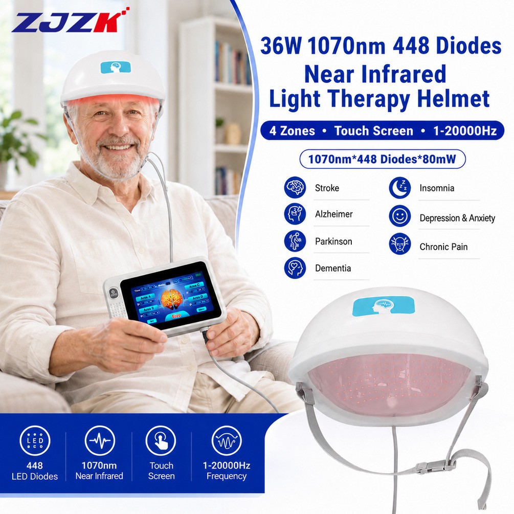 36W 1070nm Brain Therapy Helmet 448 LEDs NIR Light for Alzheimer Improve Memory