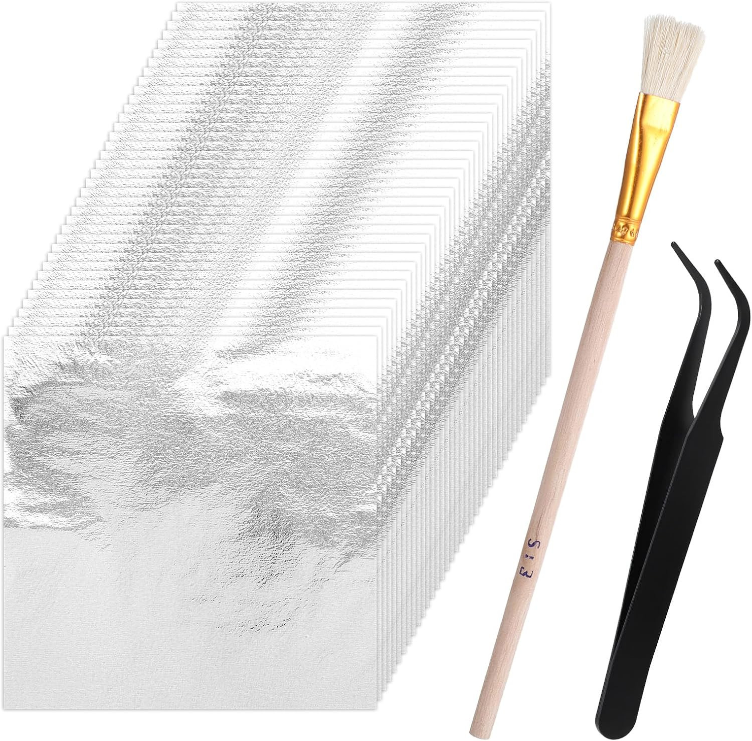 Silver Leaf Foil, Silver Leaf Sheets, 200 PCS Silver-Foil Paper for Painting Gil