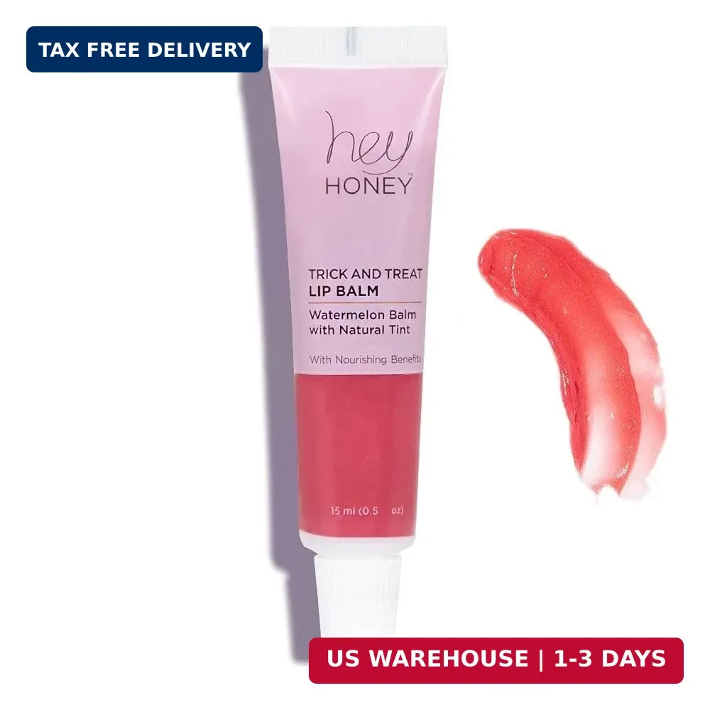 Hey Honey Trick and Treat Watermelon Plumping Lip Balm, 2 In 1 Natural Tint with