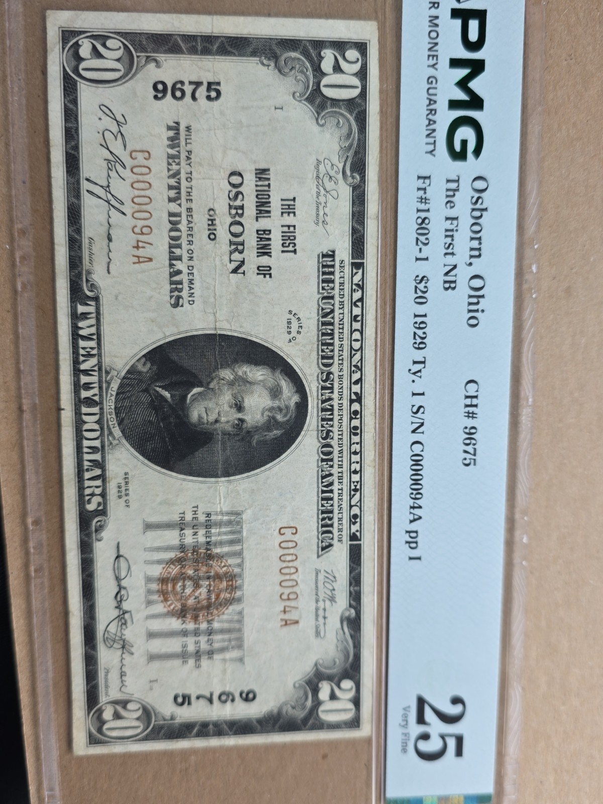 1929 $20 national bank note Low Serial Number VF25 1929 $20 national bank note Low Serial Number VF25