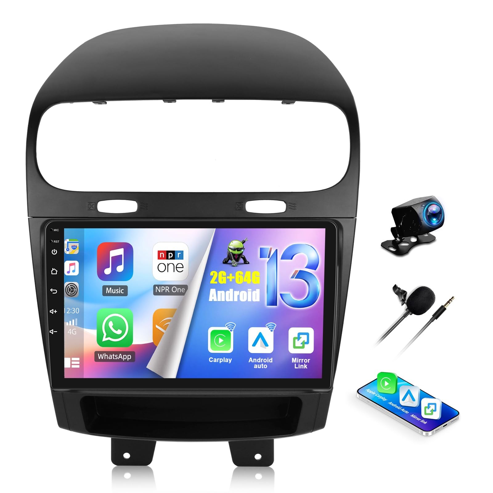 64G For 2012-2019 Dodge Journey Car Stereo Radio Navi Carplay GPS AUTO 1280*800 64G For 2012-2019 Dodge Journey Car Stereo Radio Navi Carplay GPS AUTO 1280*800