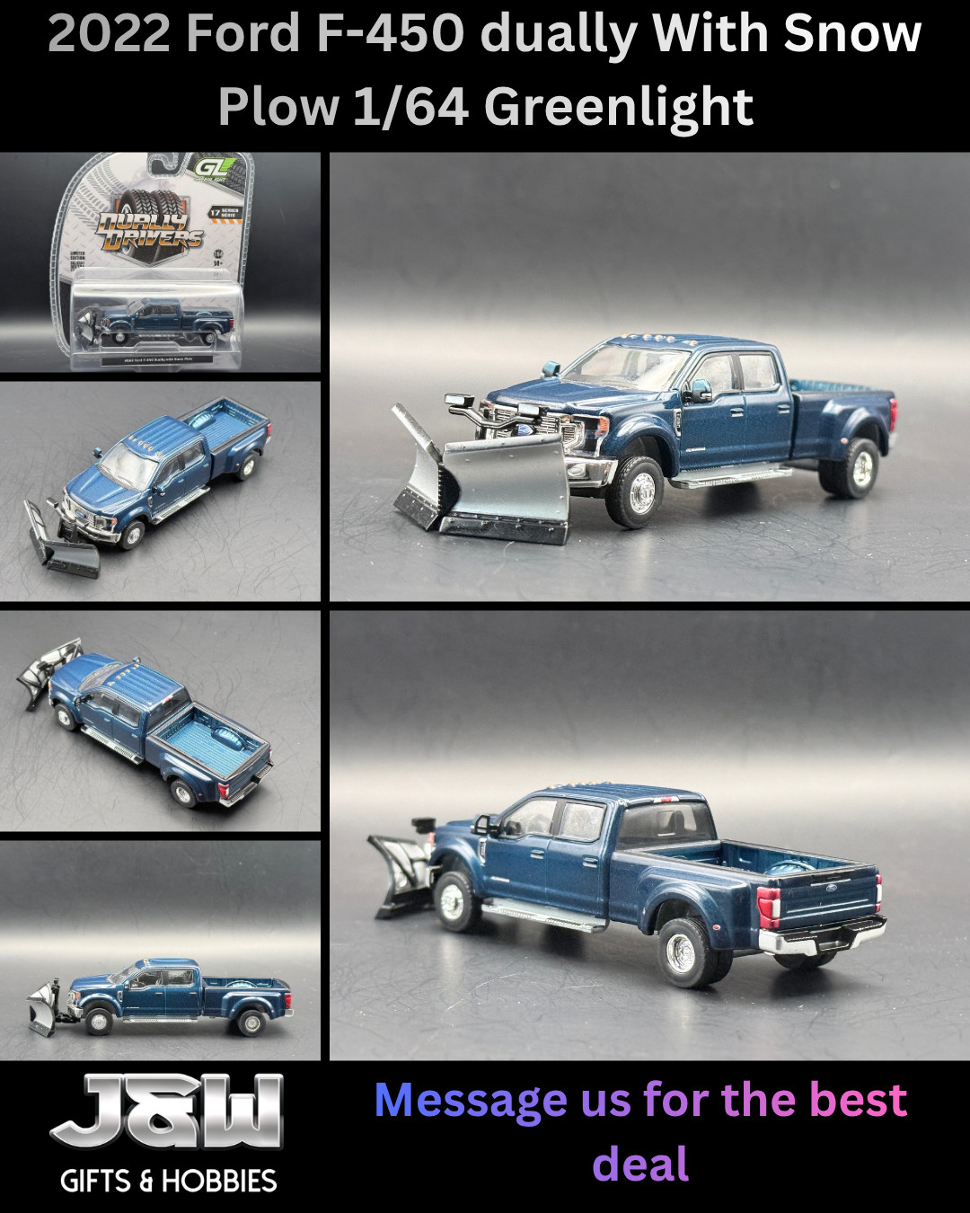 Greenlight (Pickup Truck) 2022 Ford F-450 dually With Snow Plow 46170 F 1/64