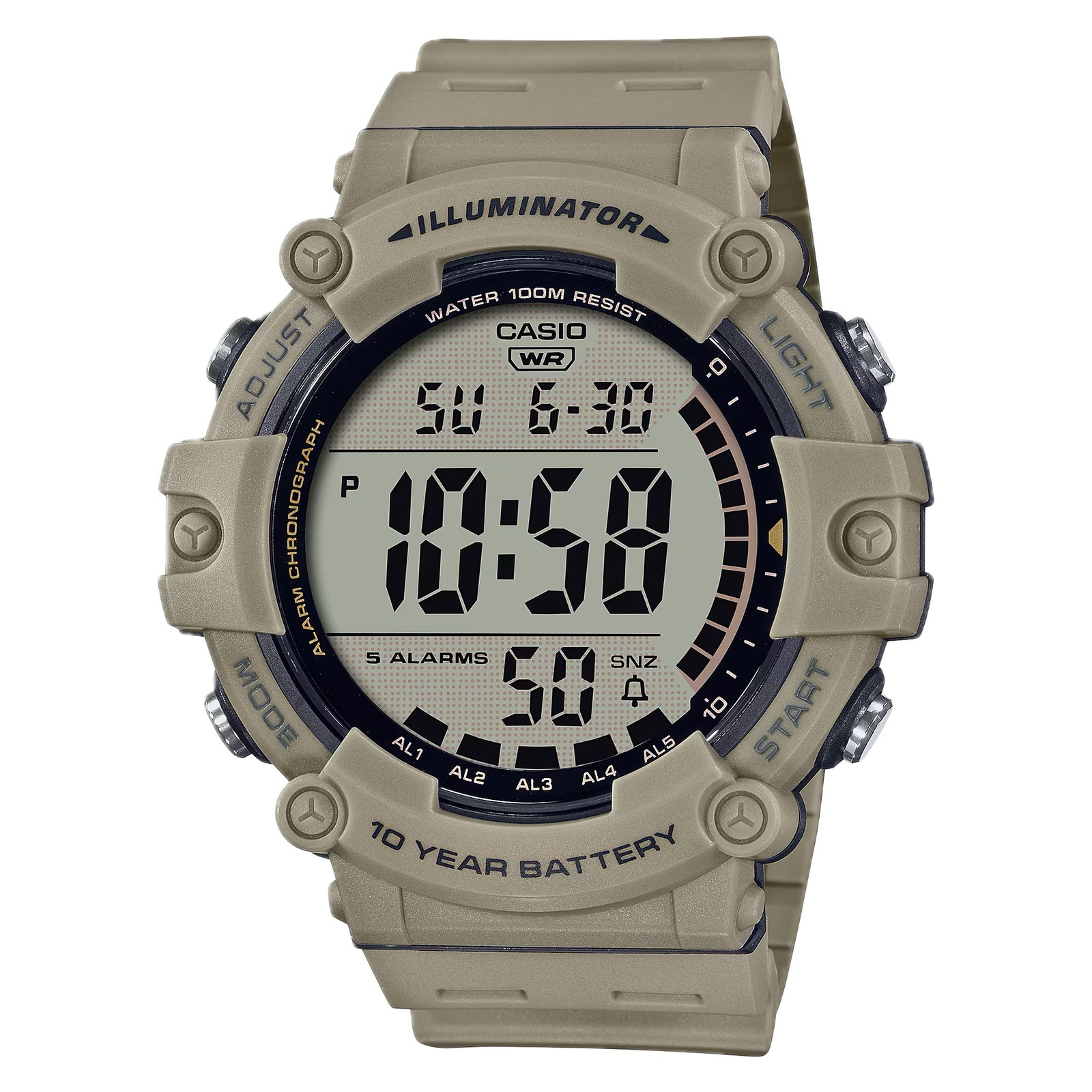 Casio Men’s Illuminator Beige Grey Digital Watch - AE-1500WH-5AV