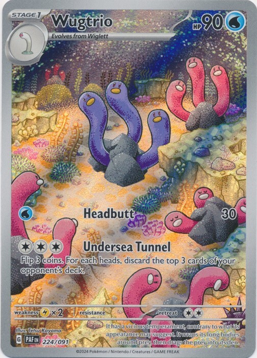 Wugtrio -  224/091 Illustration Rare Paldean Fates