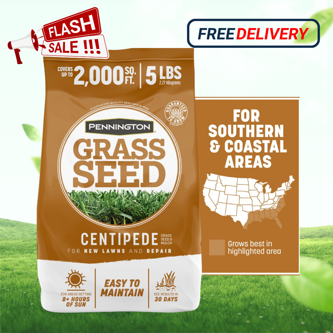 [FASH SALE] Pennington Centipede Grass Seed Mulch 5 lb Full Sun Lawn Seed NEW