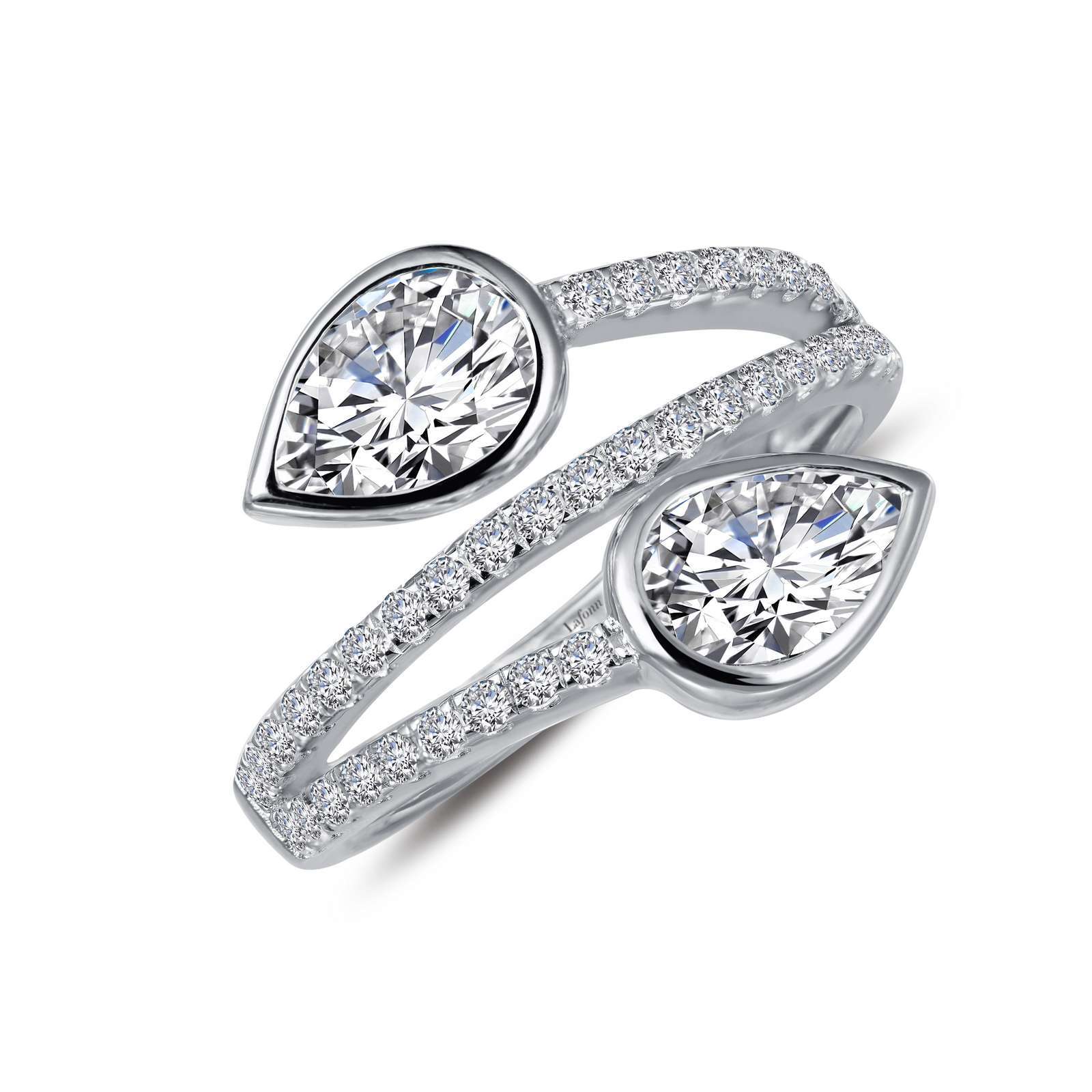 *BRAND NEW* Sterling Silver Platinum-Bonded w/ 1.81CTW Two-Stone Bypass Ring