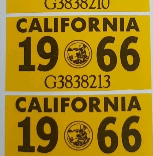 1966 California License Plate Registration Sticker, YOM, CA DMV $12.00 each 1966 California License Plate Registration Sticker, YOM, CA DMV $12.00 each