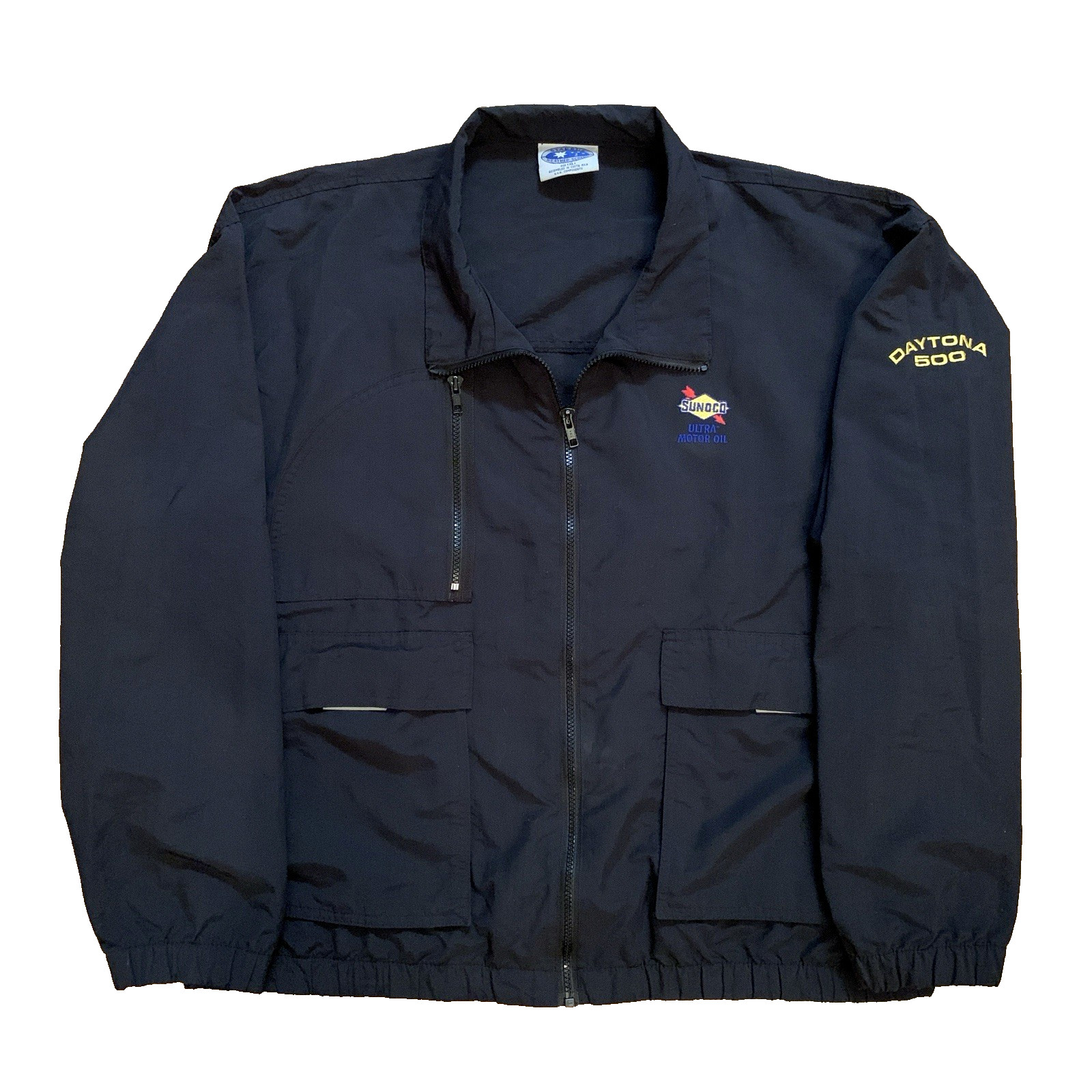 Vtg Daytona 500 Sunoco Windbreaker Mens Jacket Nascar Racing Ultra Motor Oil XL