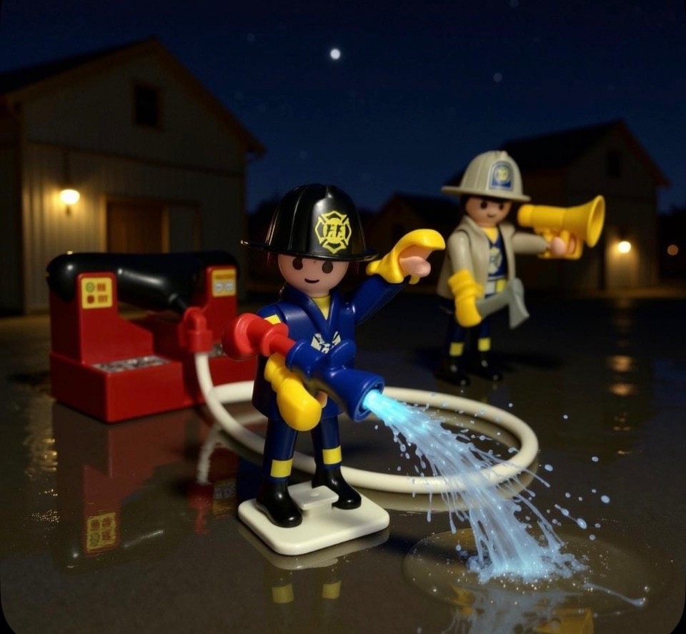 Playmobil 5829 Fire Fighters and Pump Complete