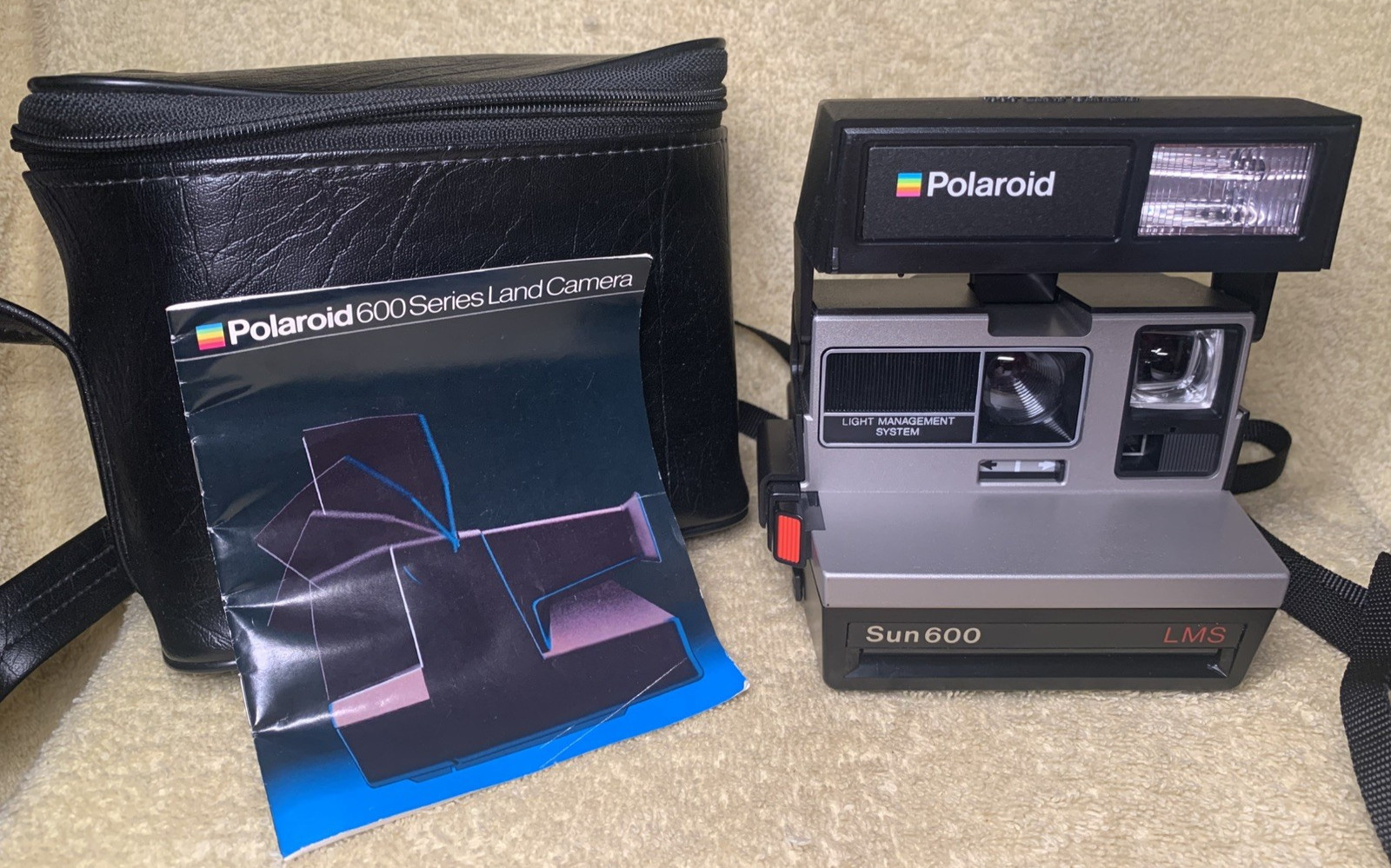 Vintage Polaroid Sun 600 Land LMS Instant Film Camera W/ Bag CLEAN TESTED