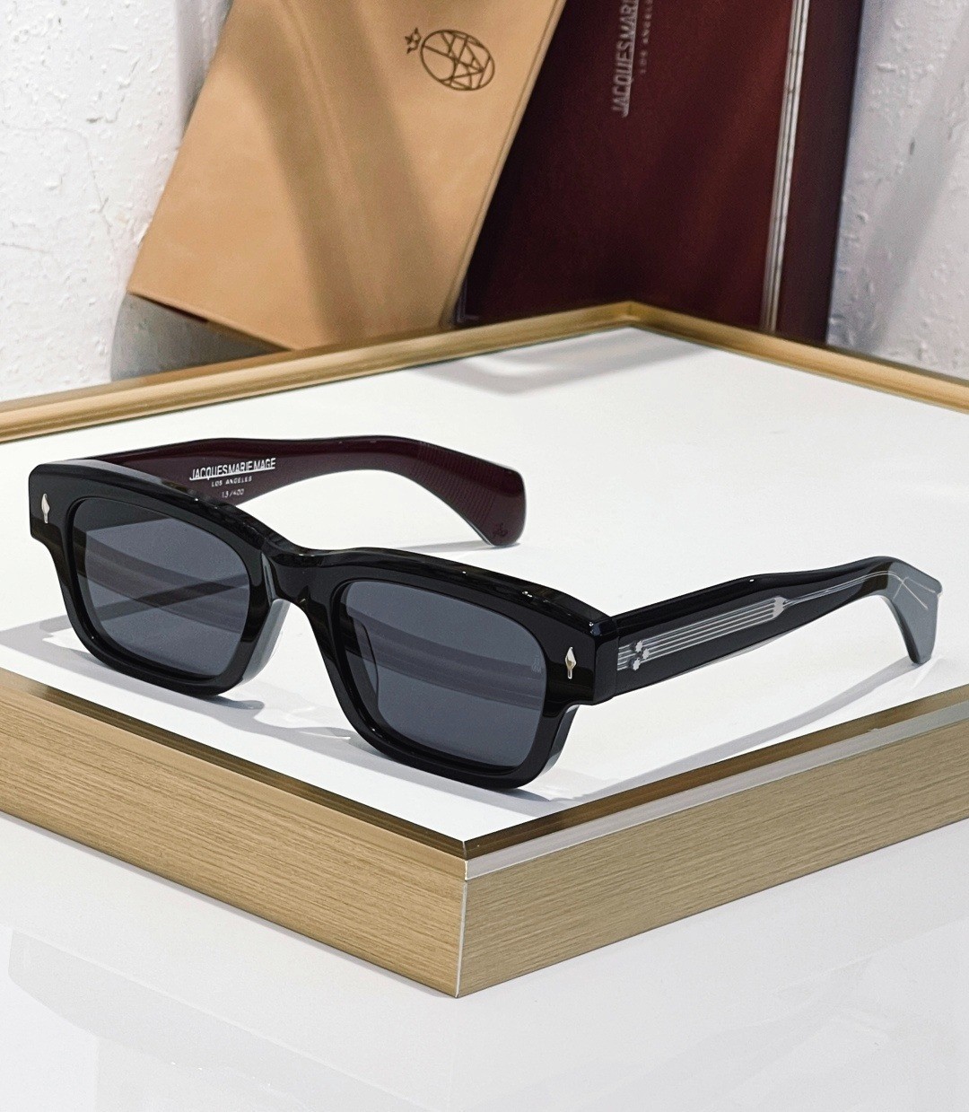 JACQUES MARIE MAGE JEFF Black Burgundy 10mm Acetate Sunglasses Grey Lens JACQUES MARIE MAGE JEFF Black Burgundy 10mm Acetate Sunglasses Grey Lens