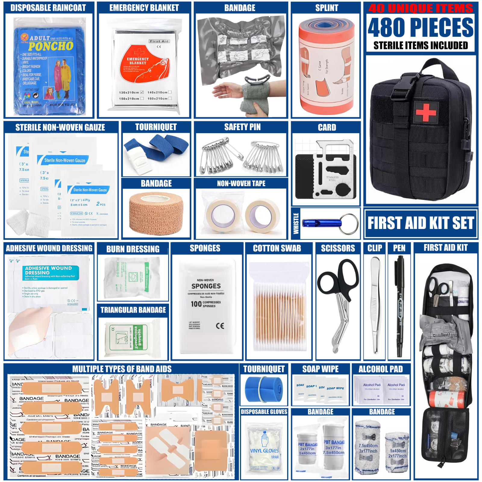 Emergency Trauma First Aid Kit - Tourniquet - Military Survival IFAK EMT Outdoor Emergency Trauma First Aid Kit - Tourniquet - Military Survival IFAK EMT Outdoor
