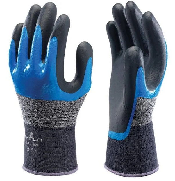SHOWA 376 Work Gloves Nitrile Palm Coated Breathable Durable Grip