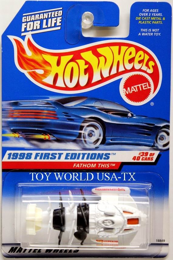 1998 Hot Wheels #682 First Editions Fathom This on blue car card