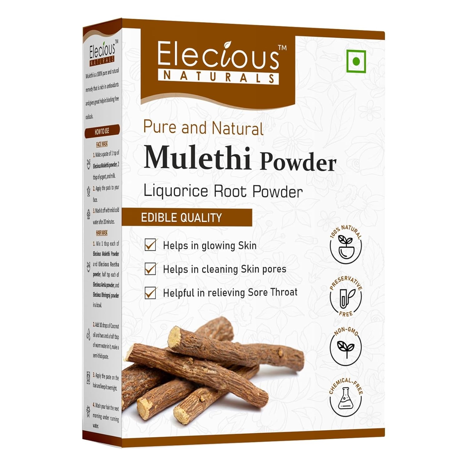 Elecious Mulethi Powder For Face And Hair 200gm Elecious Mulethi Powder For Face And Hair 200gm