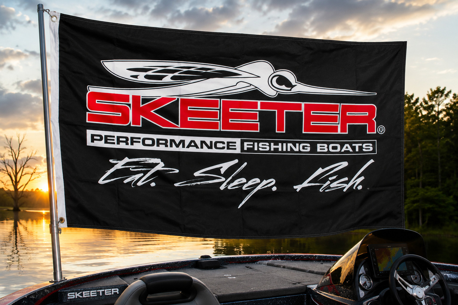 Skeeter Boats Flag 3x5 FT – Black Outdoor Performance Fishing Boat with Grommets