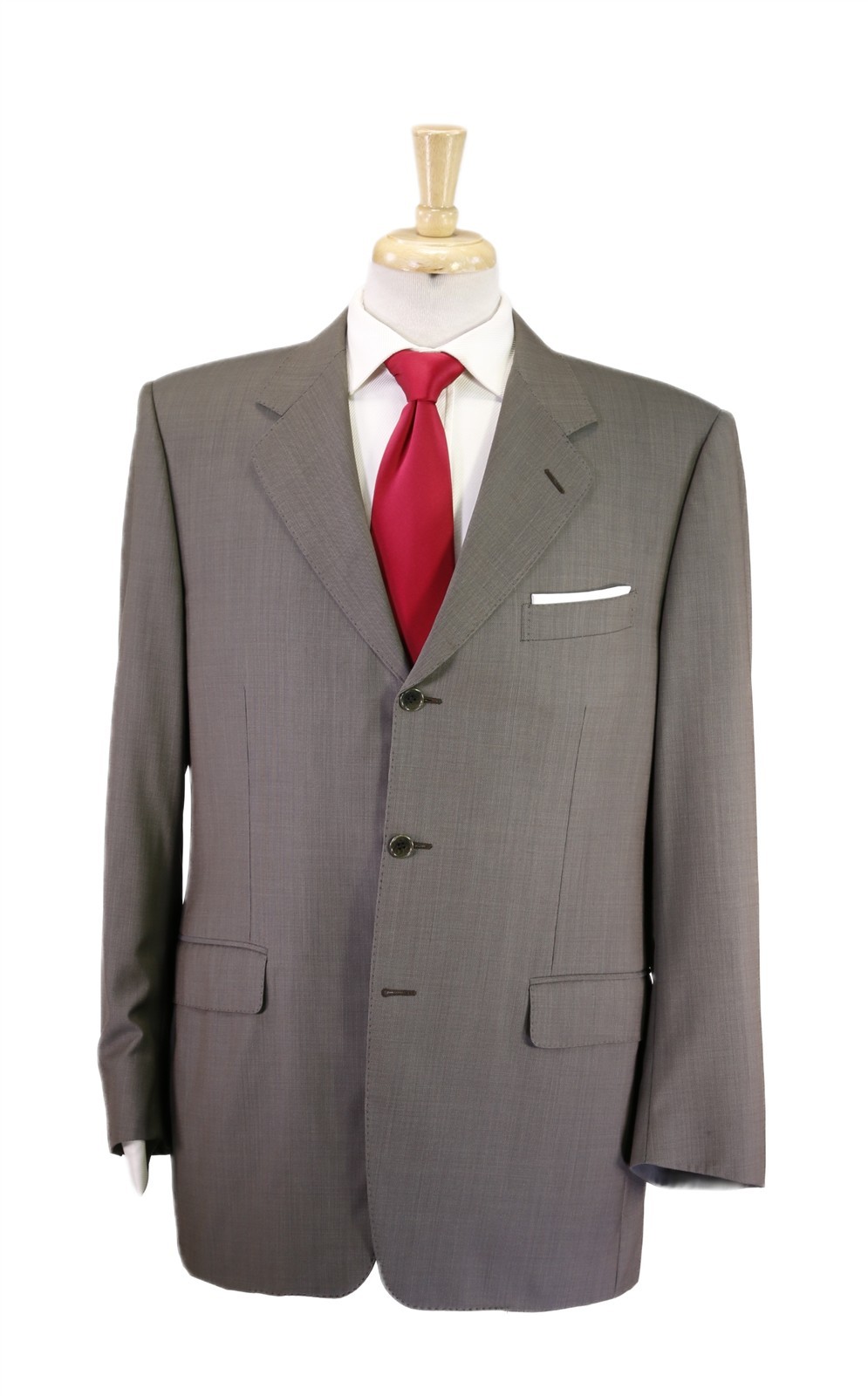 Canali Gray Tic Woven Super 120\'s Wool 3-Btn Suit 