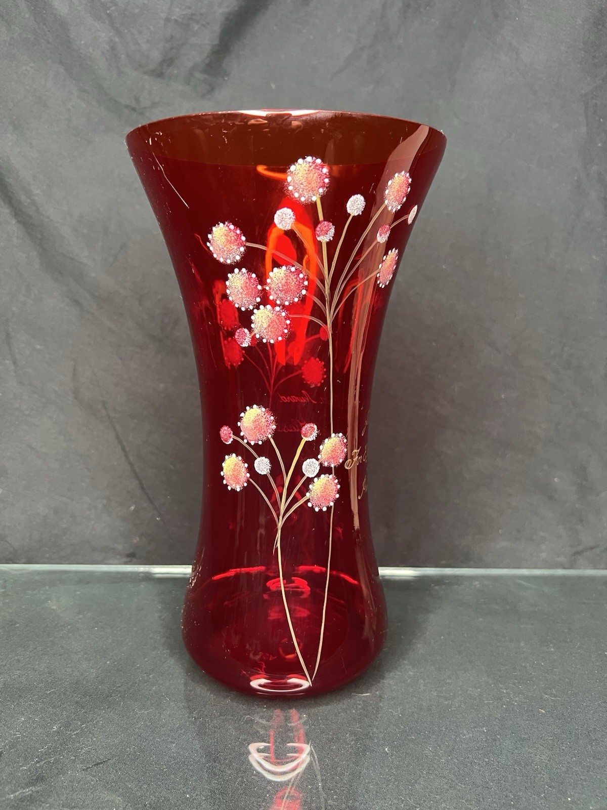 Signed #102/750- Custom Hand painted Fenton 2008 Amberina Signed #102/750- Custom Hand painted Fenton 2008 Amberina