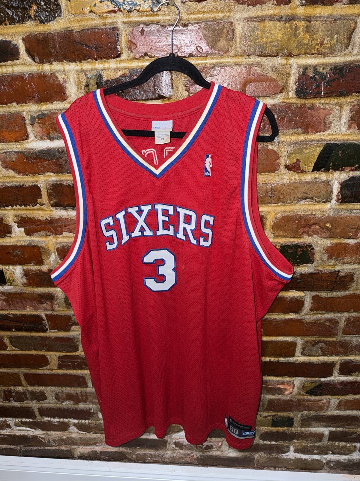 Vintage ALLEN IVERSON Reebok Red 76\'ers Jersey, Size 60 (3XL)