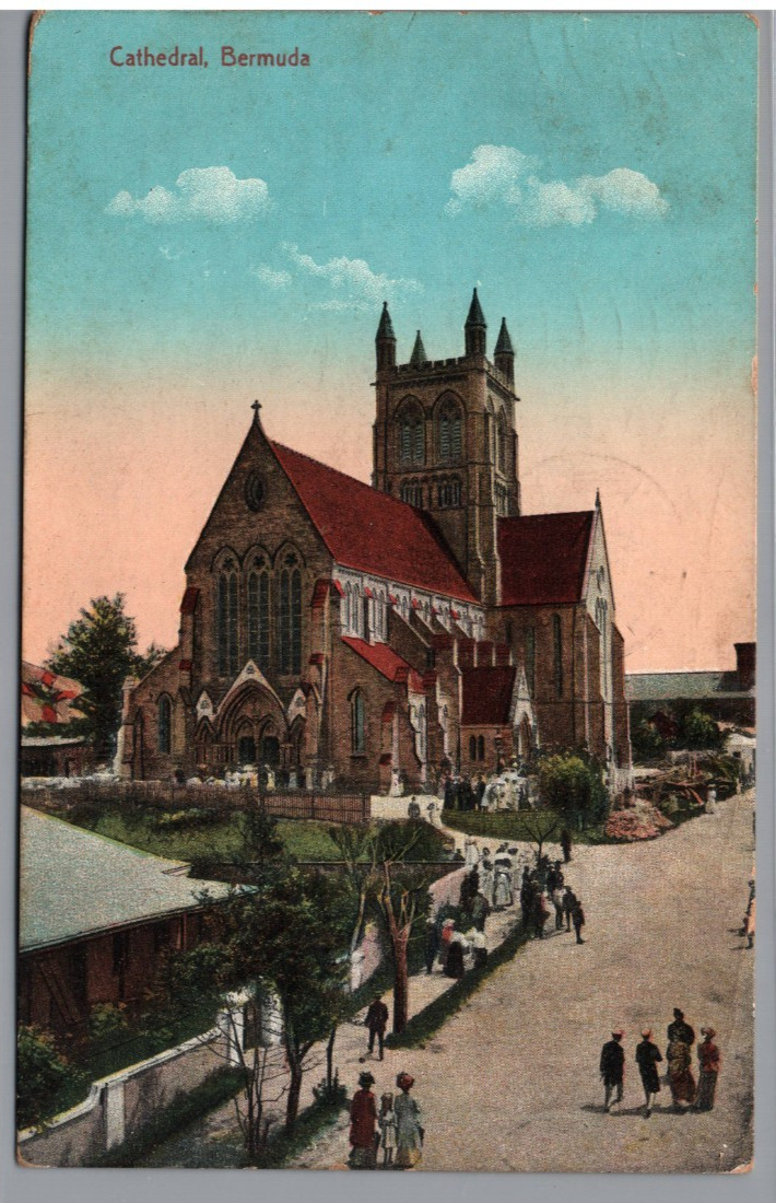 Postcard Cathedral Bermuda 1920s 1/2d Stamp Posted