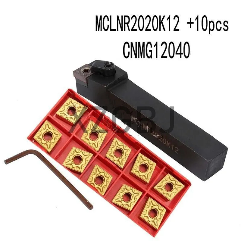 3/4 MCLNR2020K12 Lathe Turning Tool + 10PCS CNMG432 CNMG120408 Carbide Inserts
