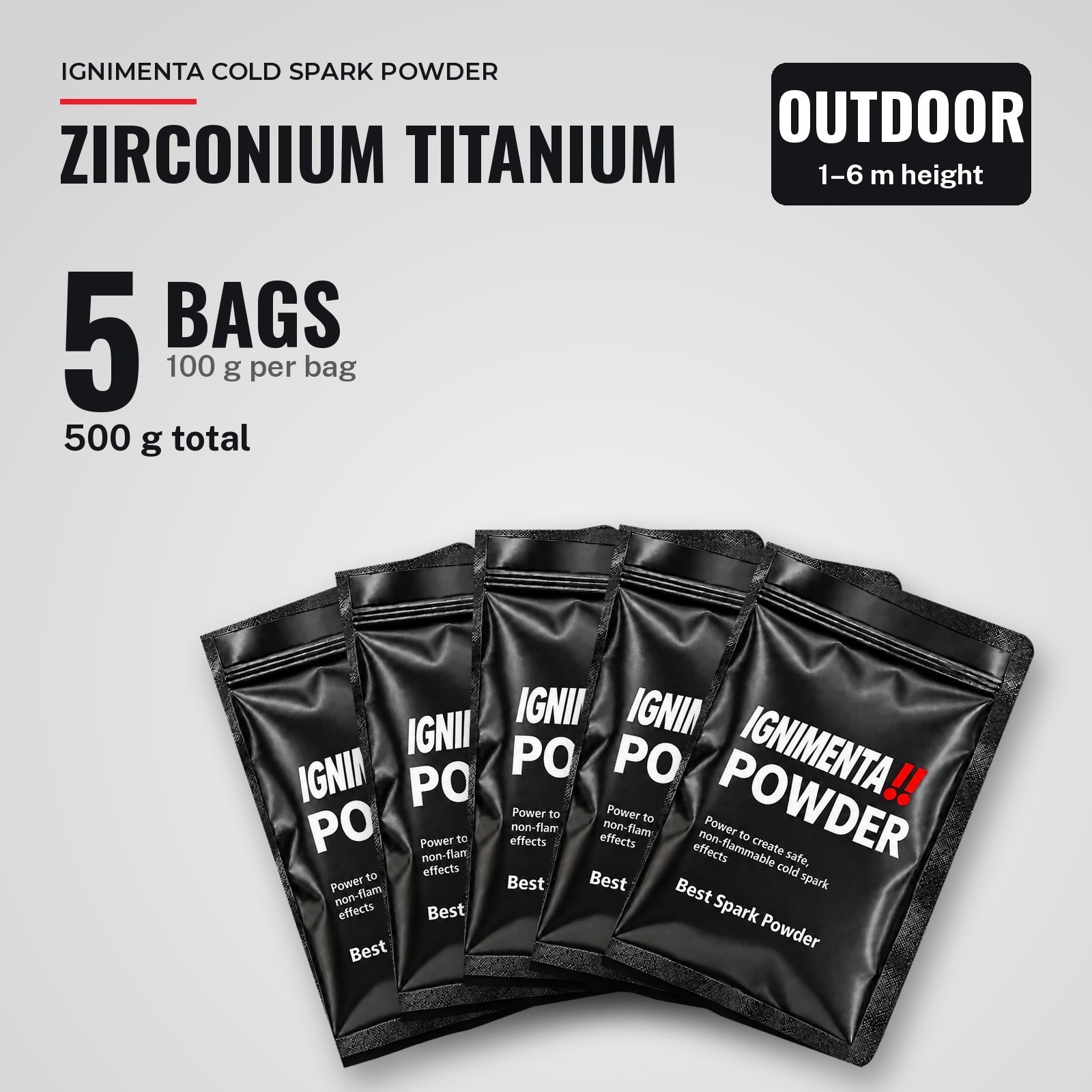 IGNIMENTA 5x100g Outdoor 1-6m Cold Spark Machine Zirconium Titanium Powder